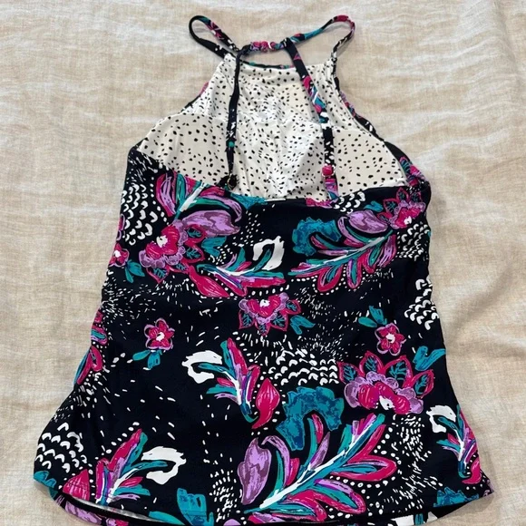 Anne Cole Floral Halter Swim Top -M - Picture 3 of 5